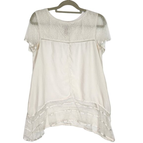 Sundance Silk Tunic Top Lace Delicate Bohemian Tunic Lightweight Polkadot Lace M - Picture 1 of 9
